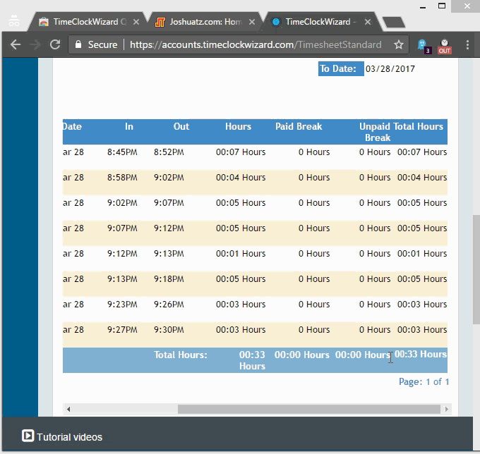 TimeClockWizard Chrome Extension - Syncing Time